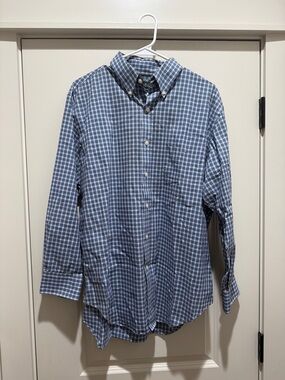 Lauren Ralph Lauren Blue and White Plaid Button-Down Shirt